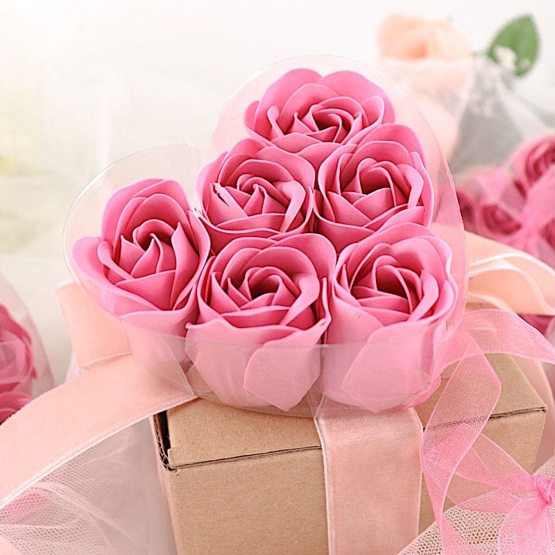 24 Scented Rose Soap Party Favors in Gift Boxes with Ribbons