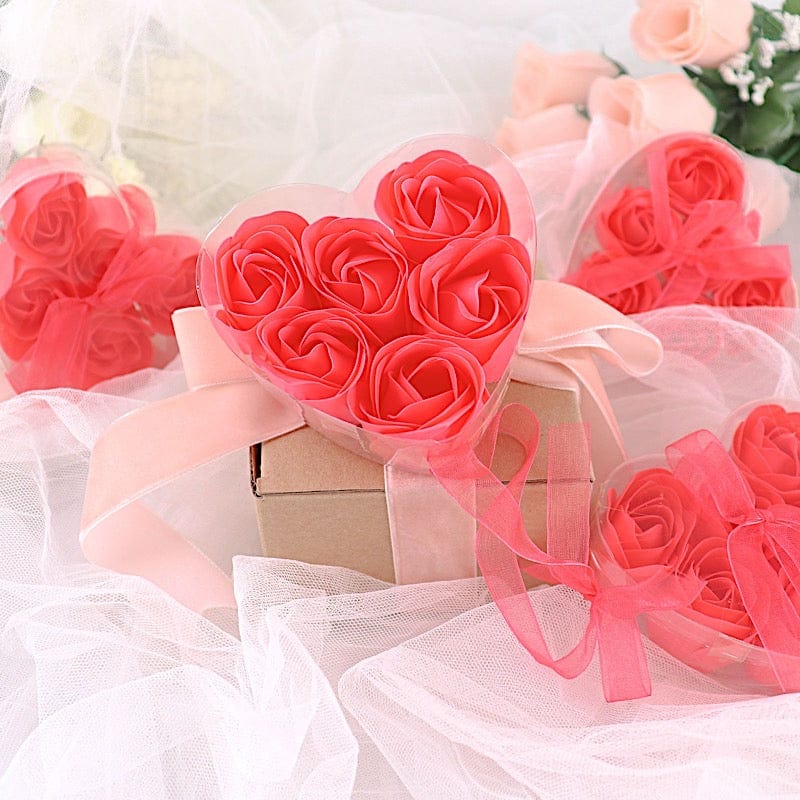24 Scented Rose Soap Party Favors in Gift Boxes with Ribbons