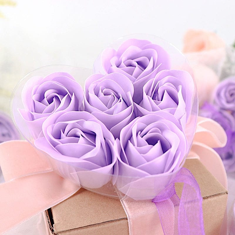 24 Scented Rose Soap Party Favors in Gift Boxes with Ribbons