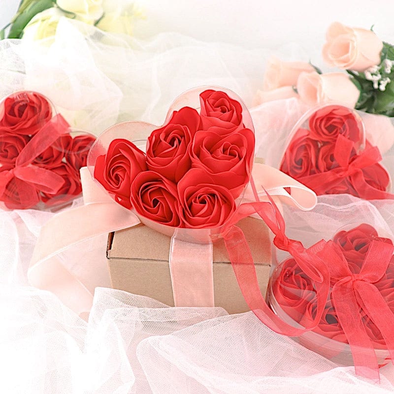 24 Scented Rose Soap Party Favors in Gift Boxes with Ribbons