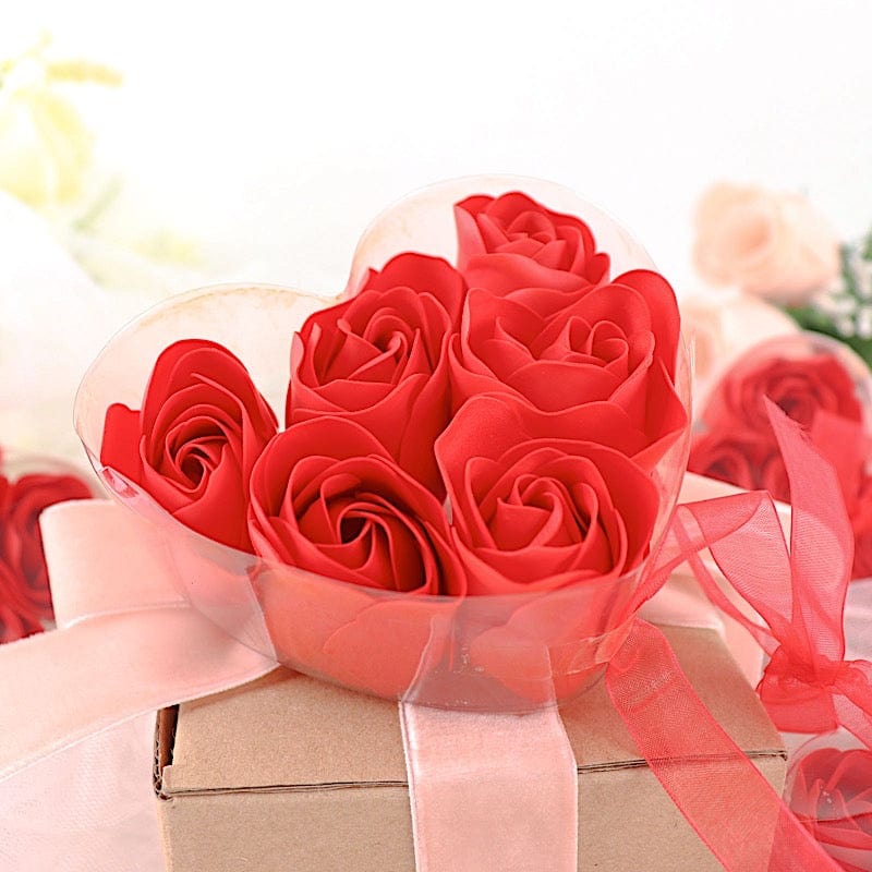 24 Scented Rose Soap Party Favors in Gift Boxes with Ribbons