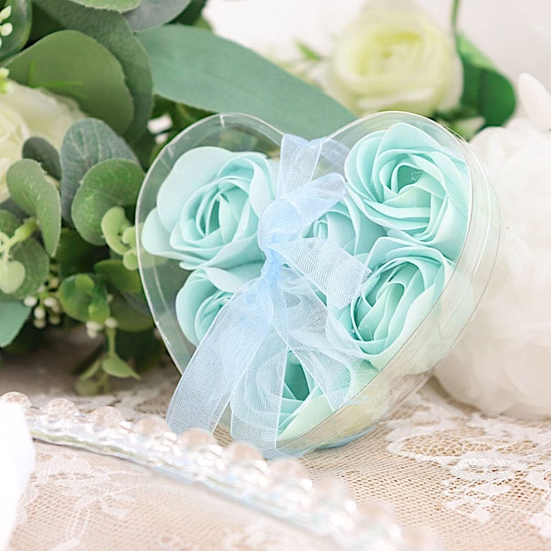 24 Scented Rose Soap Party Favors in Gift Boxes with Ribbons