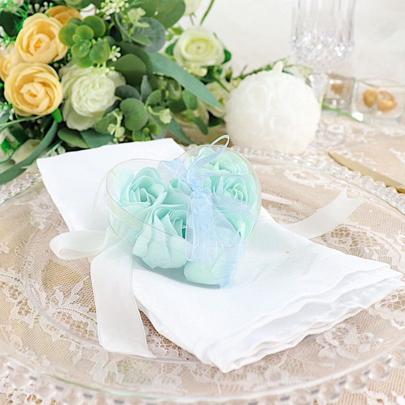 24 Scented Rose Soap Party Favors in Gift Boxes with Ribbons