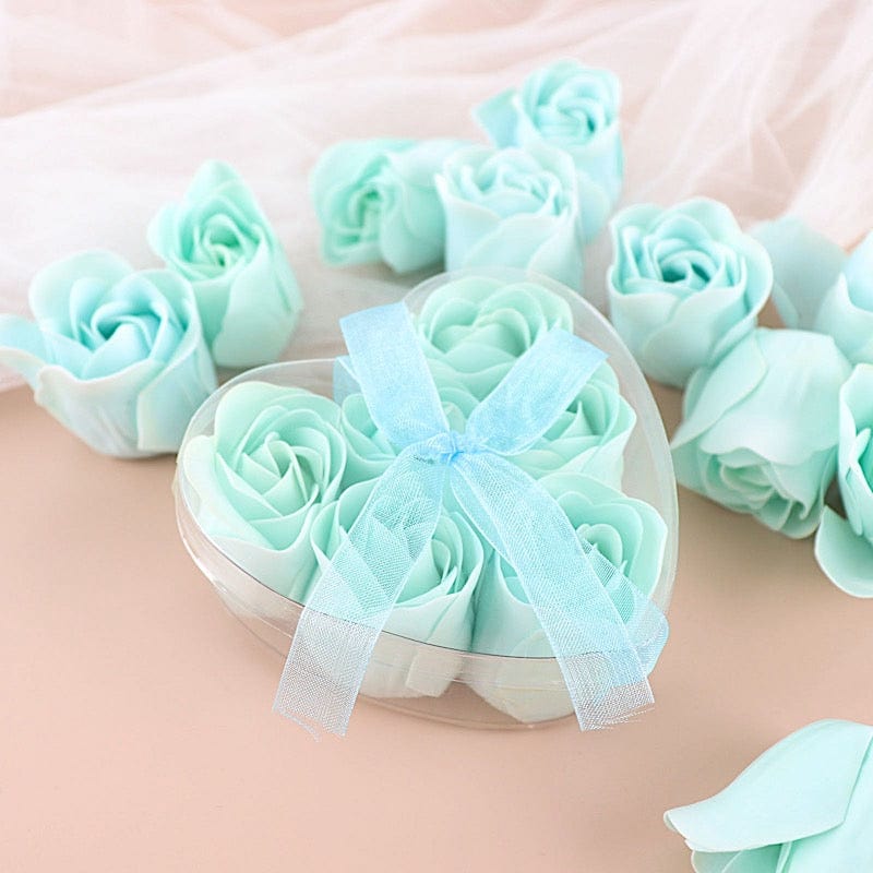 24 Scented Rose Soap Party Favors in Gift Boxes with Ribbons
