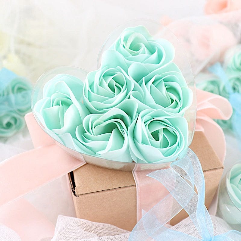 24 Scented Rose Soap Party Favors in Gift Boxes with Ribbons