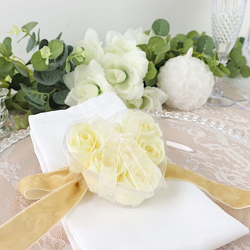 24 Scented Rose Soap Party Favors in Gift Boxes with Ribbons
