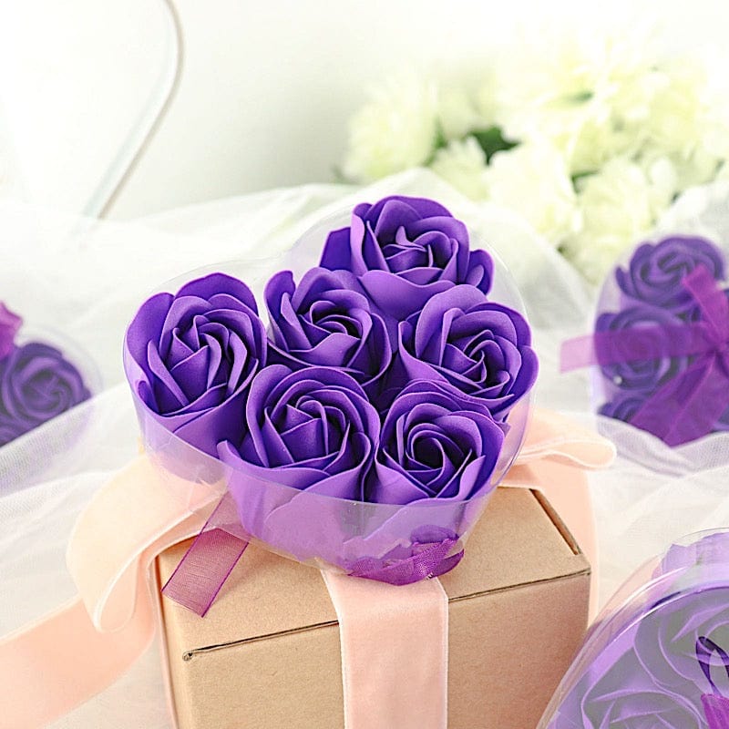 24 Scented Rose Soap Party Favors in Gift Boxes with Ribbons