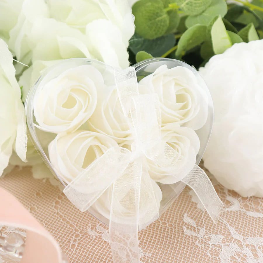 24 Scented Rose Soap Party Favors in Gift Boxes with Ribbons