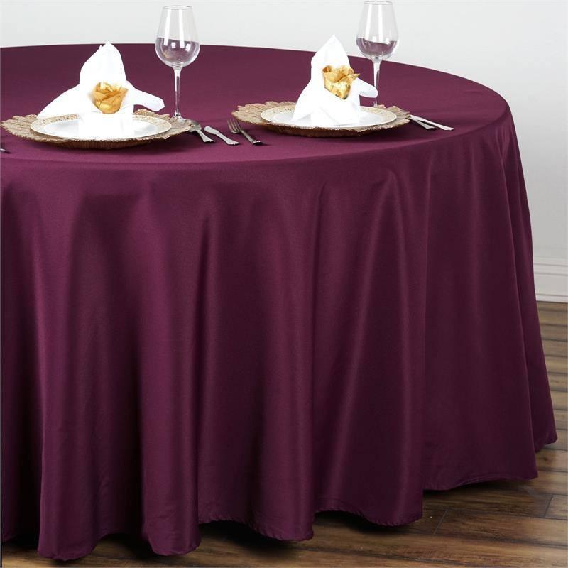 108 in Burgundy Polyester Round Tablecloth Wedding Party Supplies