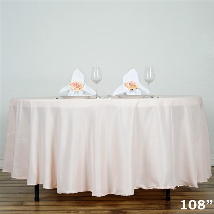 108" Blush Polyester Round Tablecloth