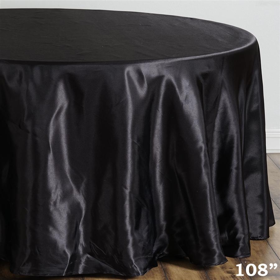 Black 108" Satin Round Tablecloth