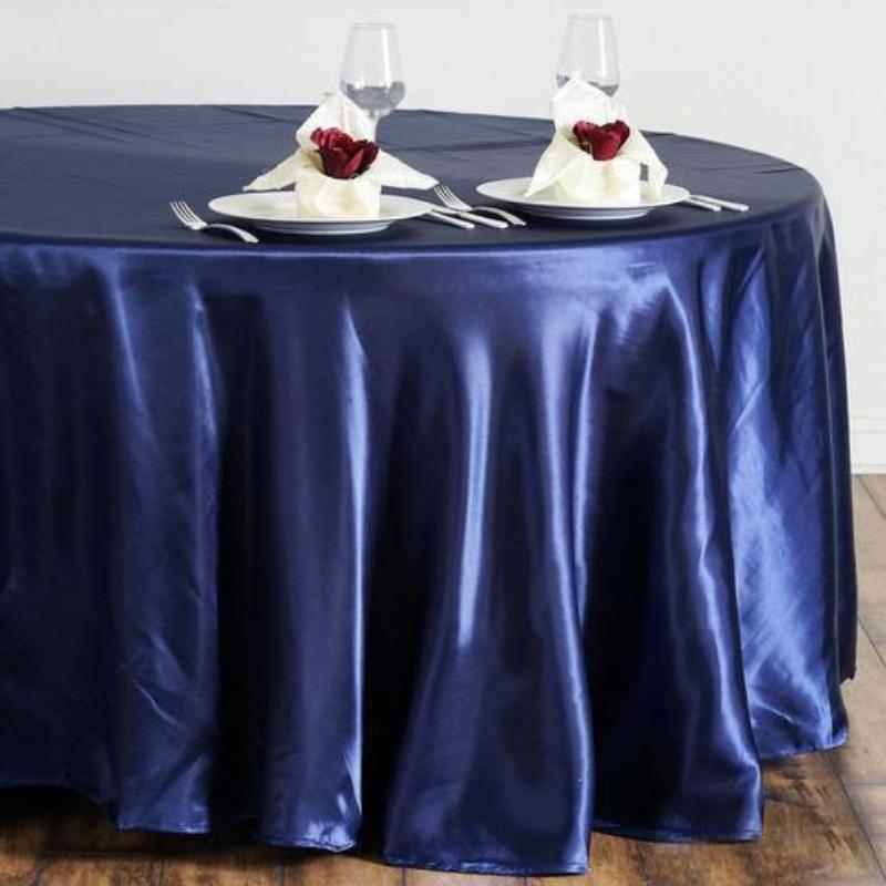 Navy Blue 108" Satin Round Tablecloth