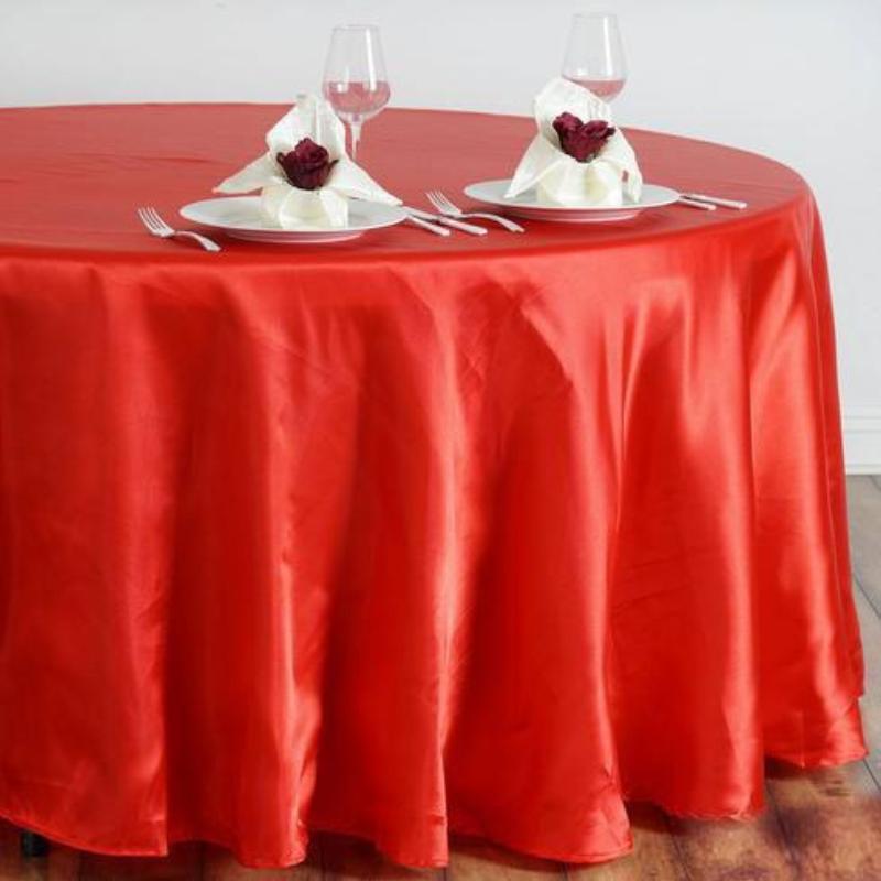 Red 108" Satin Round Tablecloth
