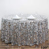 120" Silver Big Payette Round XL Sequin Tablecloth