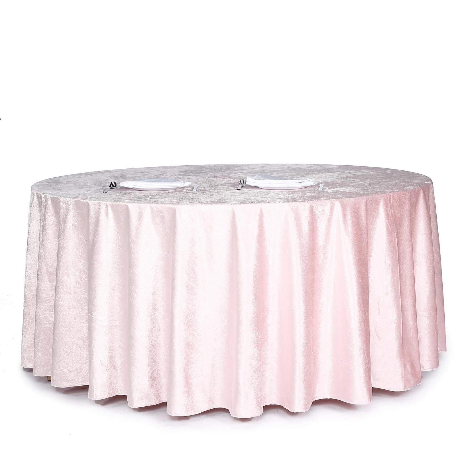 120 in Blush Round Premium Velvet Tablecloth