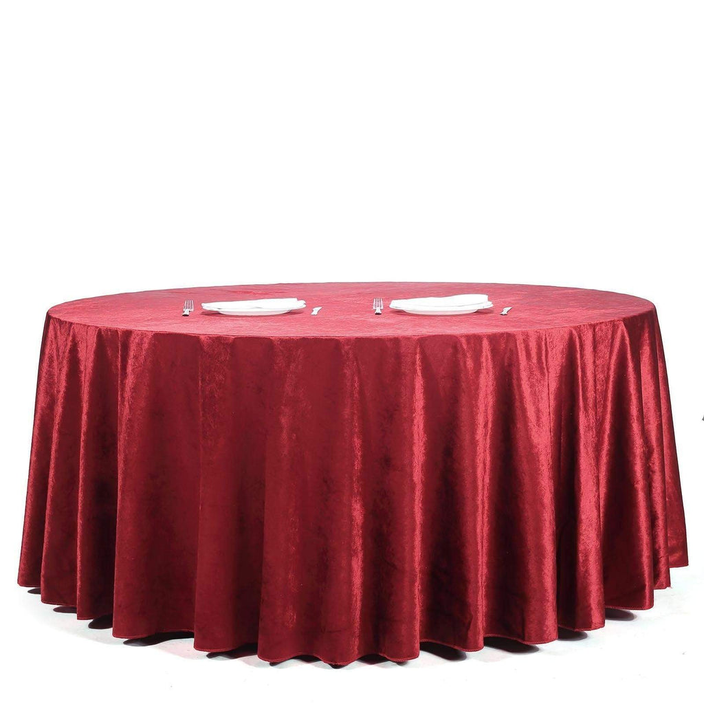 120 in Wine Round Premium Velvet Tablecloth