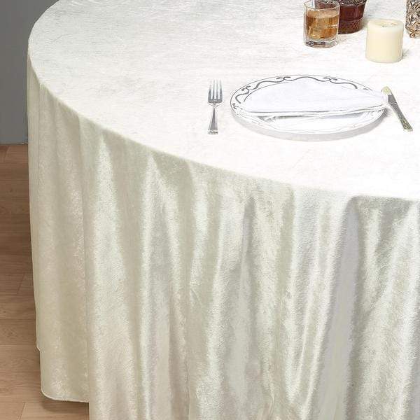 120 in Ivory Round Premium Velvet Tablecloth