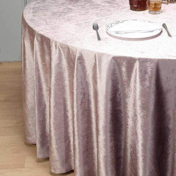 120 in Dusty Rose Round Premium Velvet Tablecloth