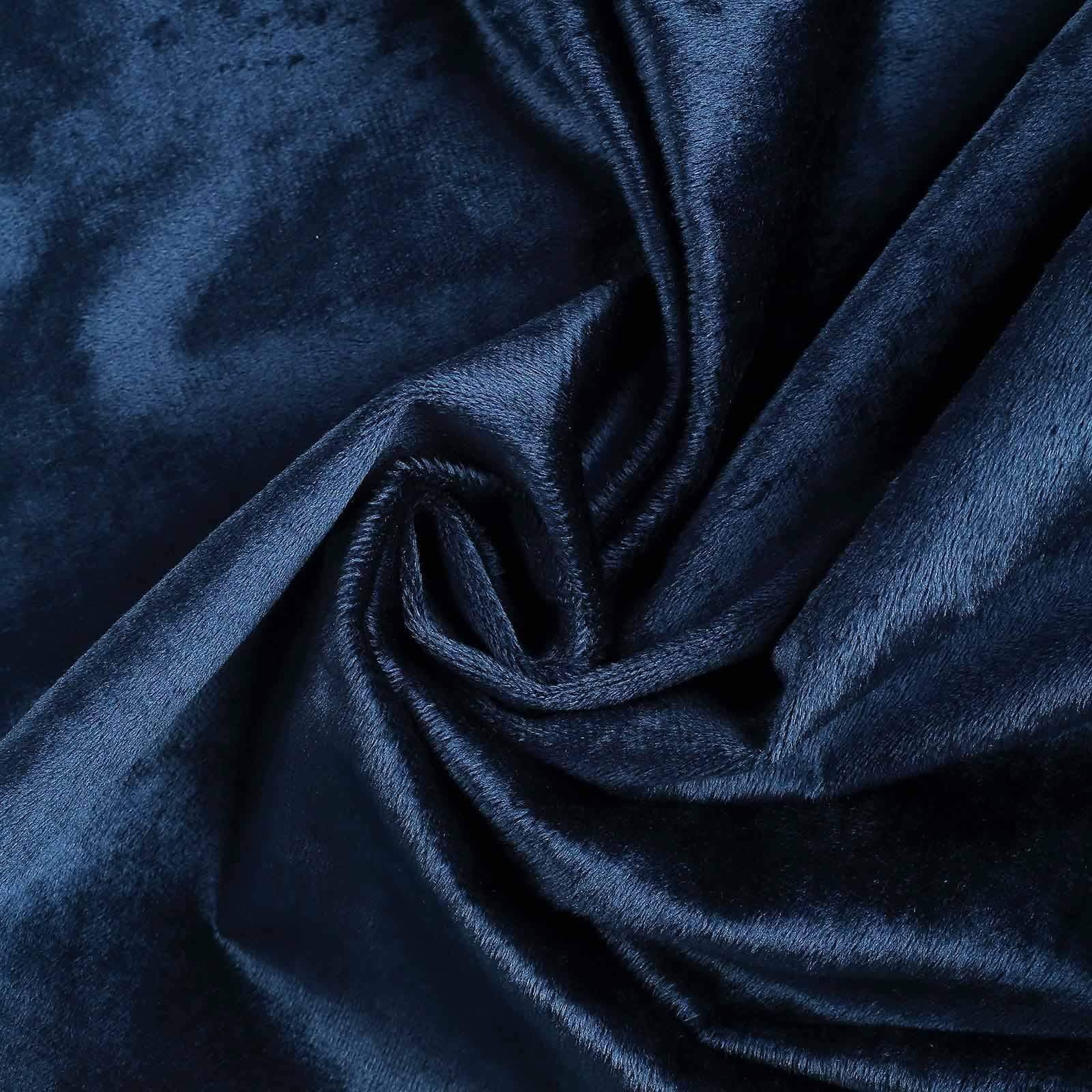 120 in Navy Blue Round Premium Velvet Tablecloth