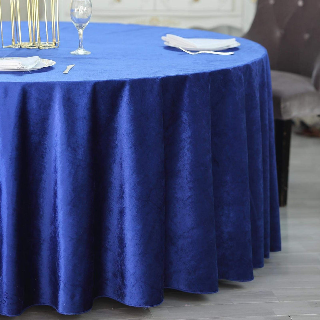 120 in Royal Blue Round Premium Velvet Tablecloth