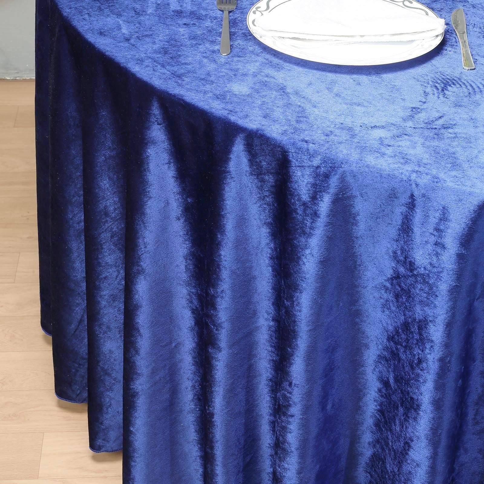 120 in Royal Blue Round Premium Velvet Tablecloth