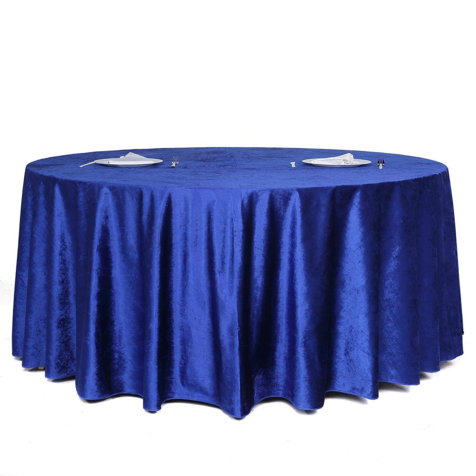 120 in Royal Blue Round Premium Velvet Tablecloth