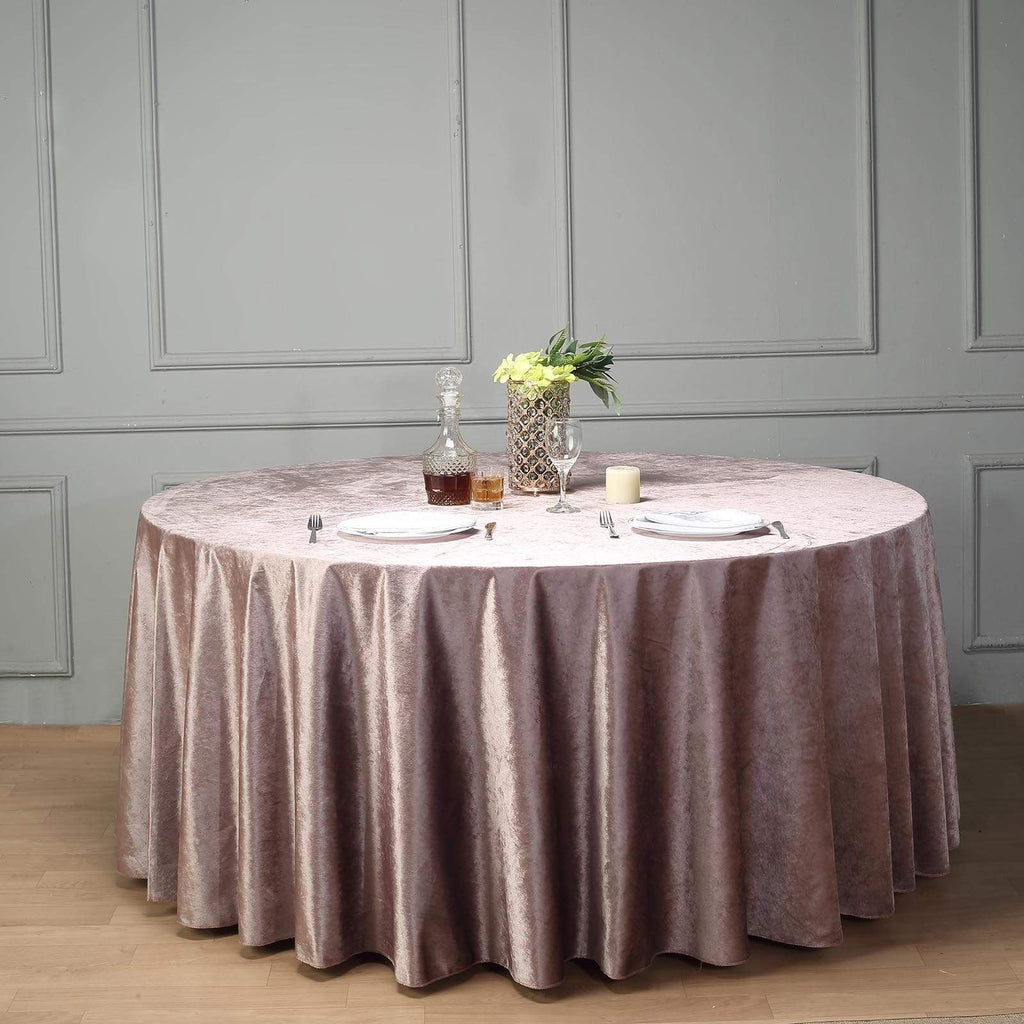 120 in Dusty Rose Round Premium Velvet Tablecloth