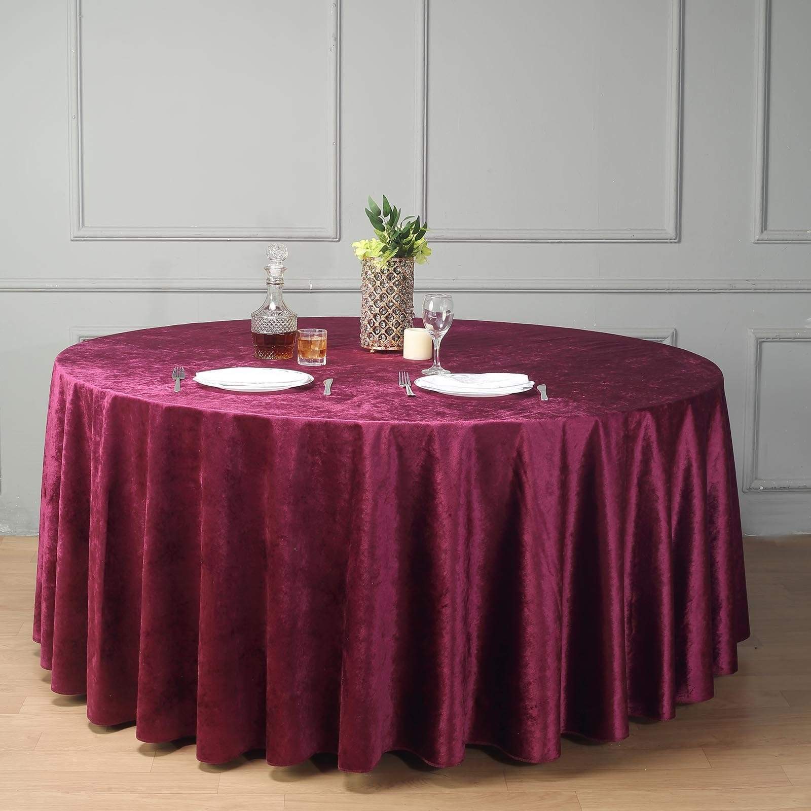 120 in Purple Round Premium Velvet Tablecloth