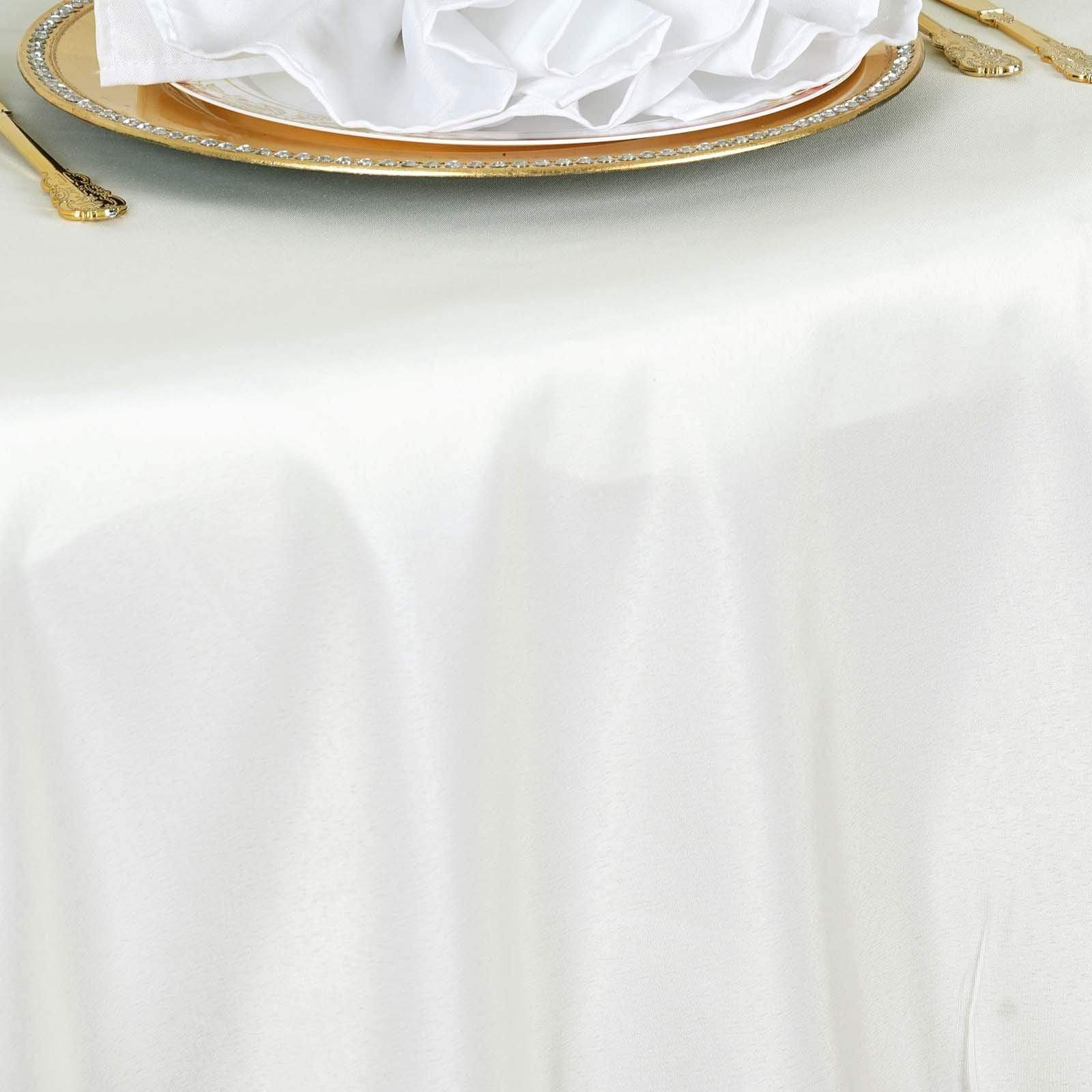 120 inch White Premium Polyester Round Tablecloth