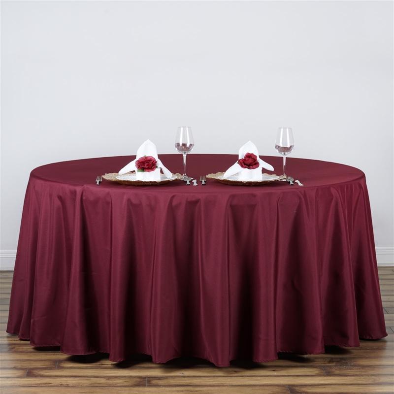 120 inch Silver Polyester Round Tablecloth