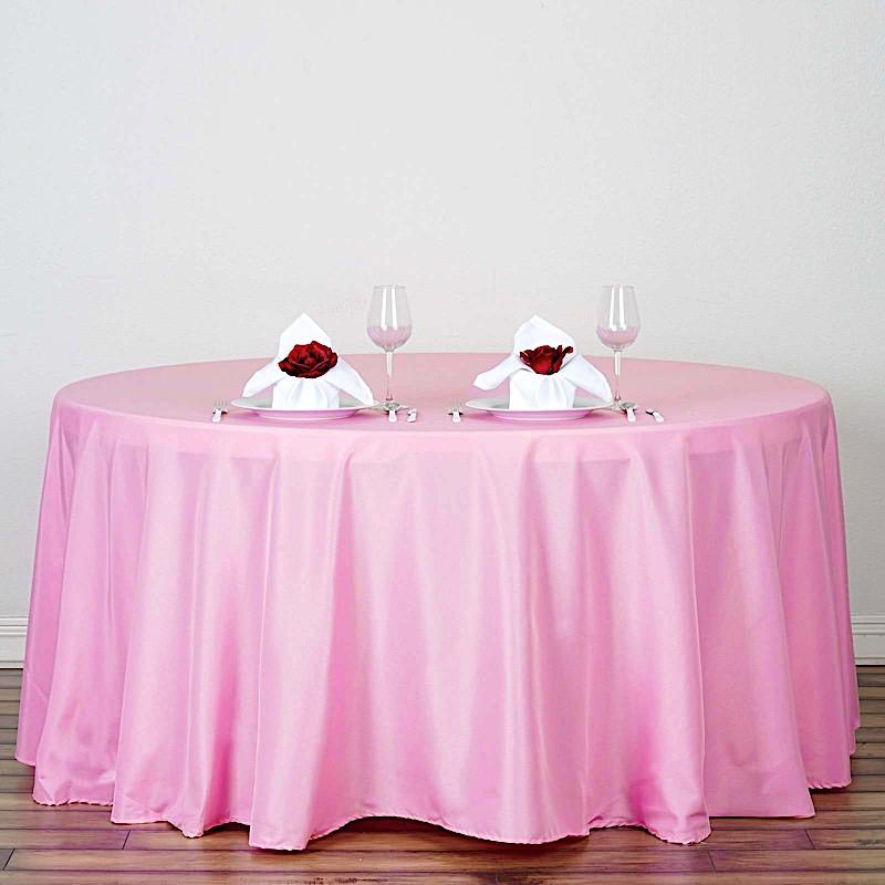 120 inch Dusty Rose Polyester Round Tablecloth