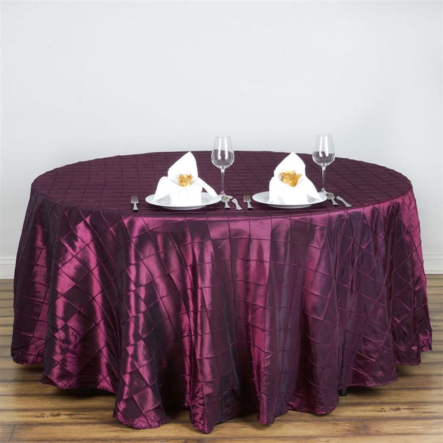 120" Round Tablecloth Pintuck - Burgundy
