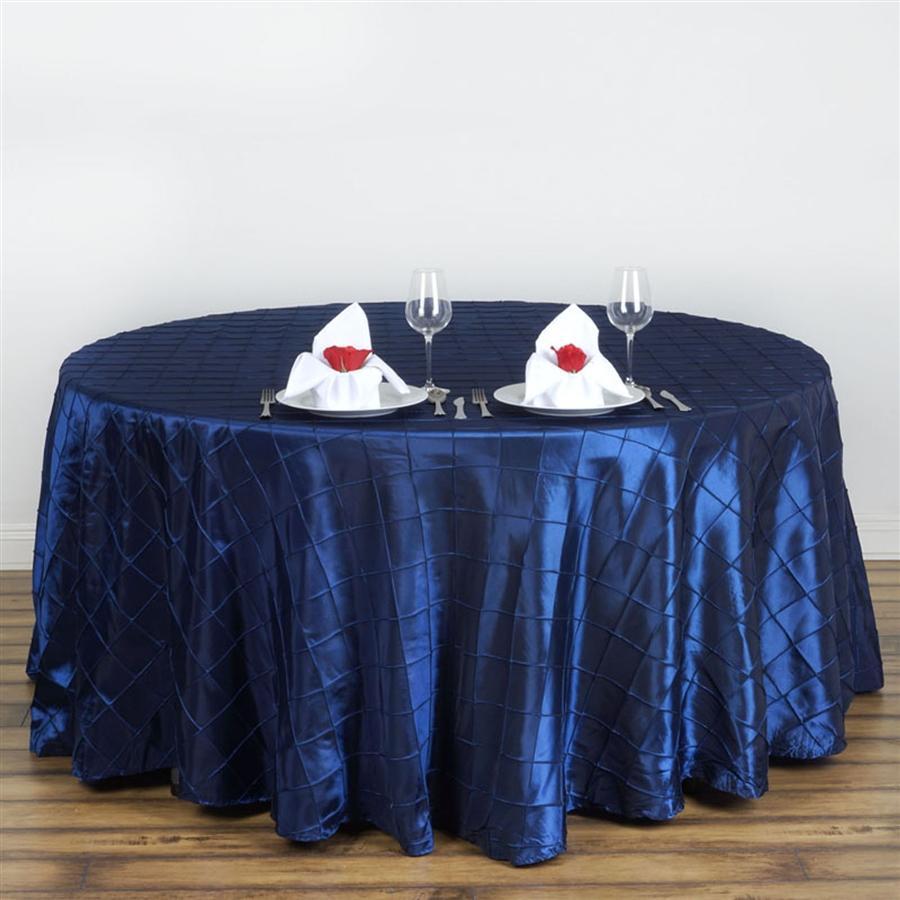 120" Pintuck Round Tablecloth - Navy Blue