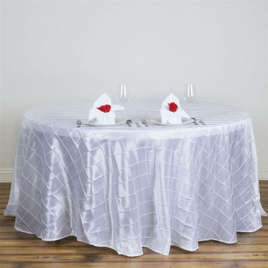 120" Round Tablecloth Pintuck - White
