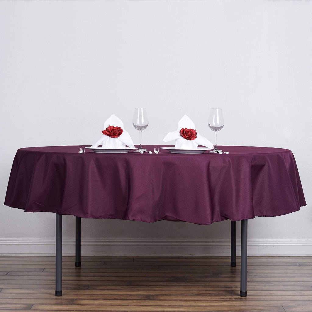 90 in Burgundy Polyester Round Tablecloth Wedding Party Supplies
