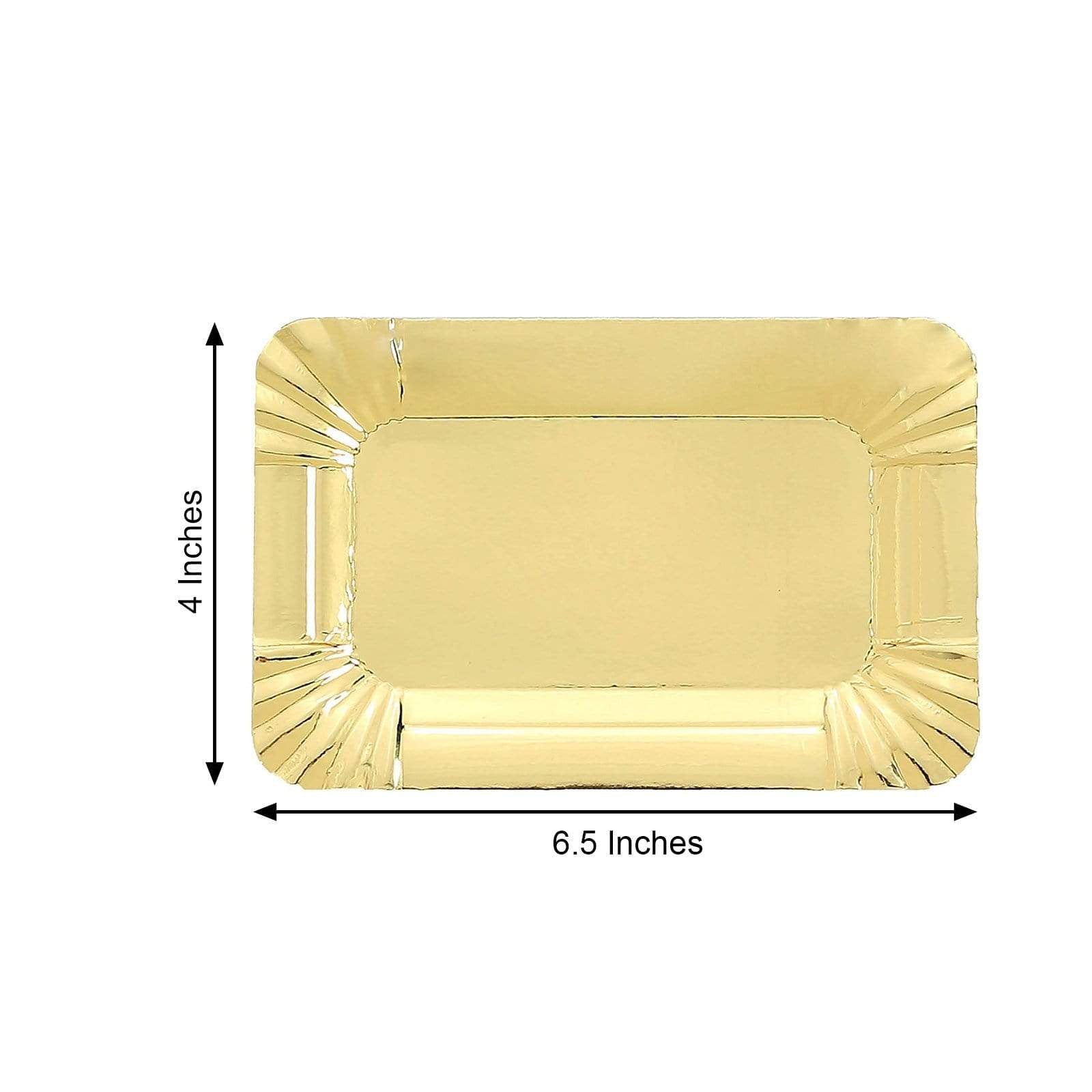 10 Gold Rectangular Mini Paper Serving Trays with Scalloped Design