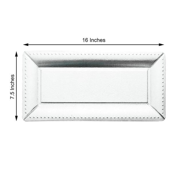 10 Rectangular Paper 16 in long Serving Trays with Beaded Rim Design