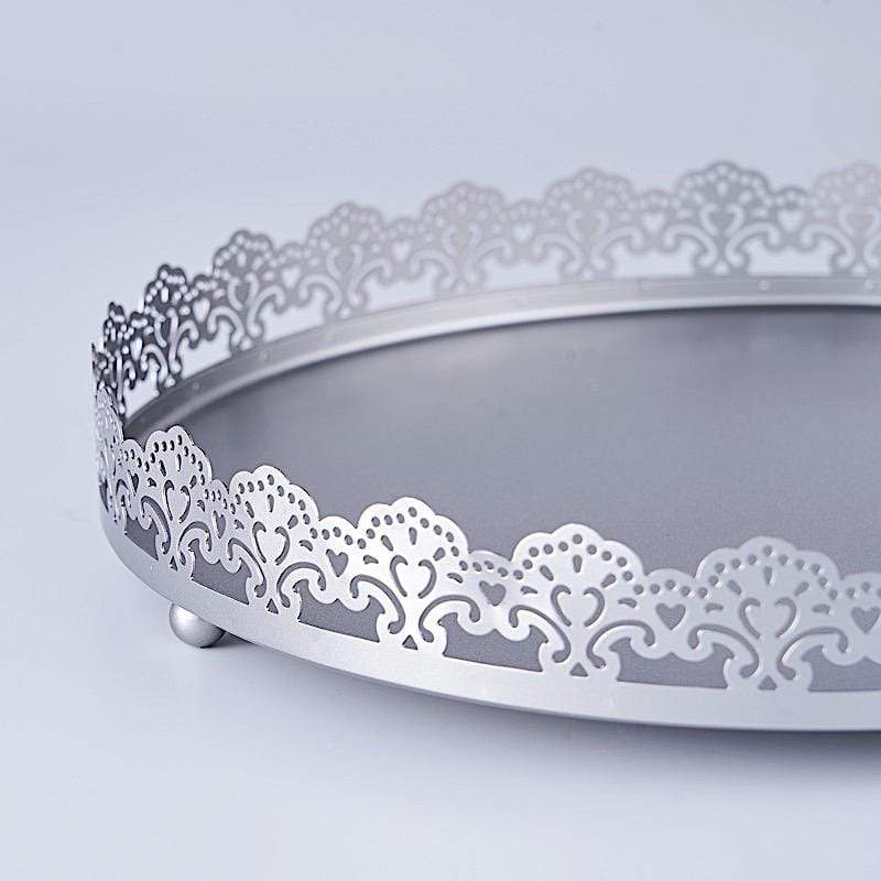 12 in Round Serving Trays with Decorative Embossed Rim