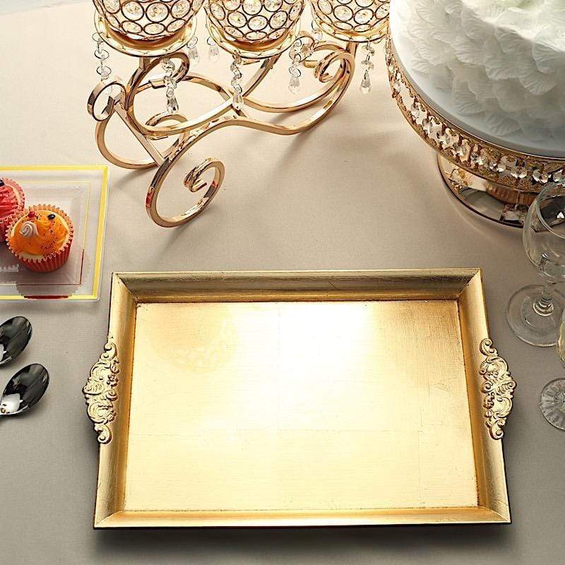 2 pcs 14 in long Rectangular Serving Trays with Decorative Embossed Rim
