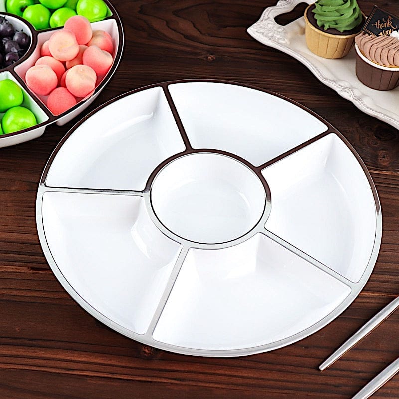 Balsacircle Silver 12 Pcs 7.5-Inch Plastic Round Plates - Disposable Wedding Party Catering Tableware