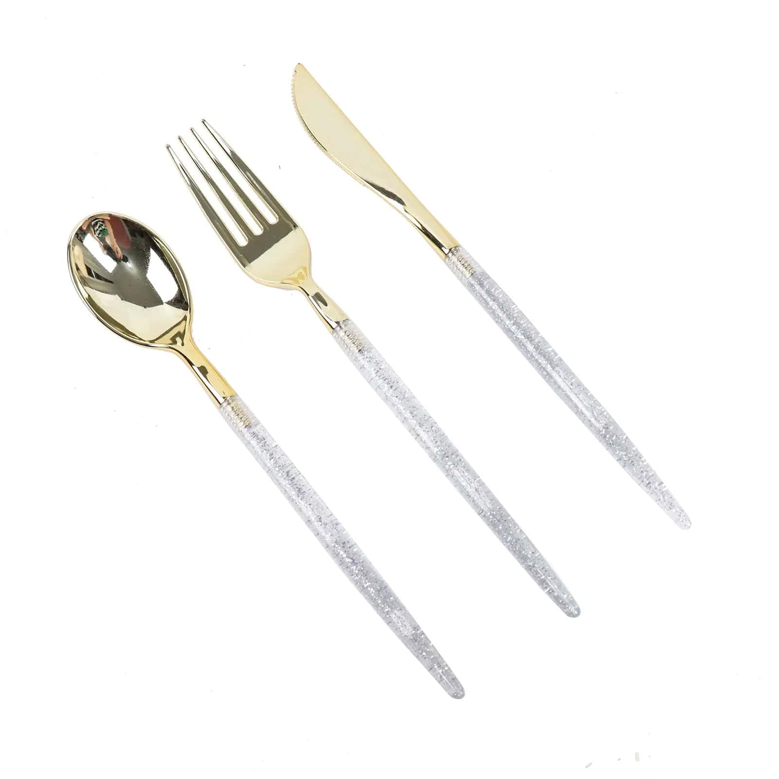 24 Disposable Plastic Cutlery Spoon Fork and Knife Set