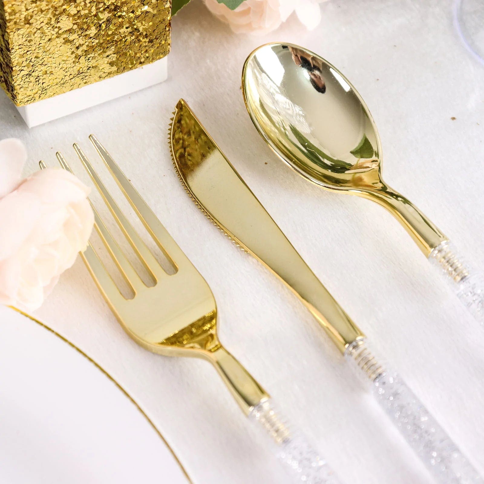 24 Disposable Plastic Cutlery Spoon Fork and Knife Set