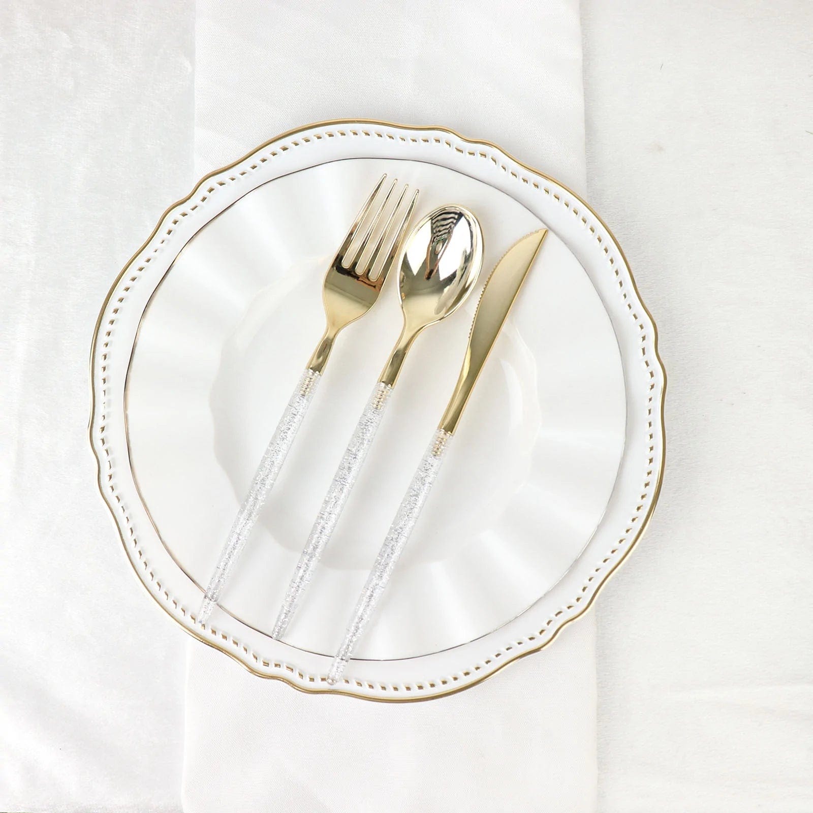 24 Disposable Plastic Cutlery Spoon Fork and Knife Set