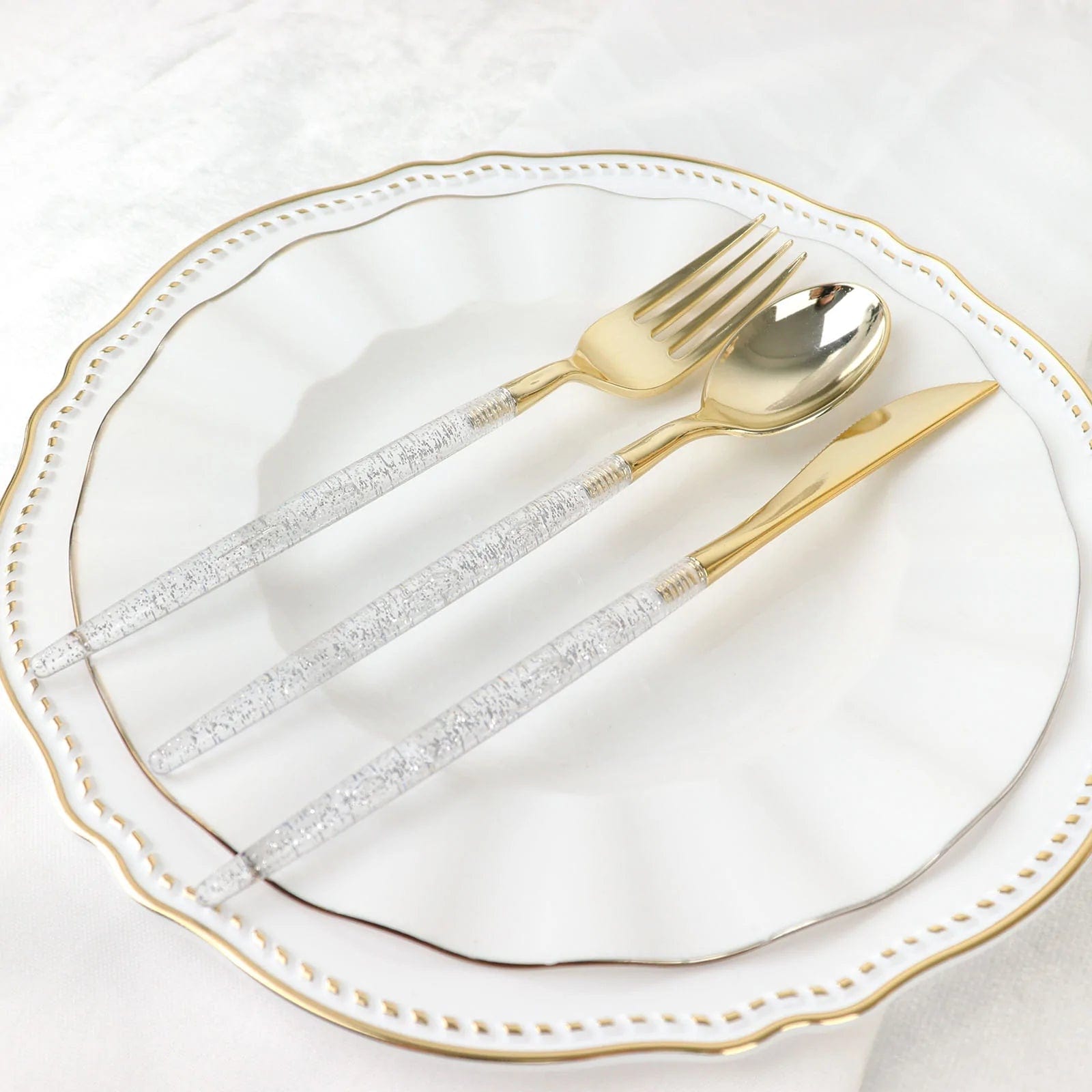 24 Disposable Plastic Cutlery Spoon Fork and Knife Set