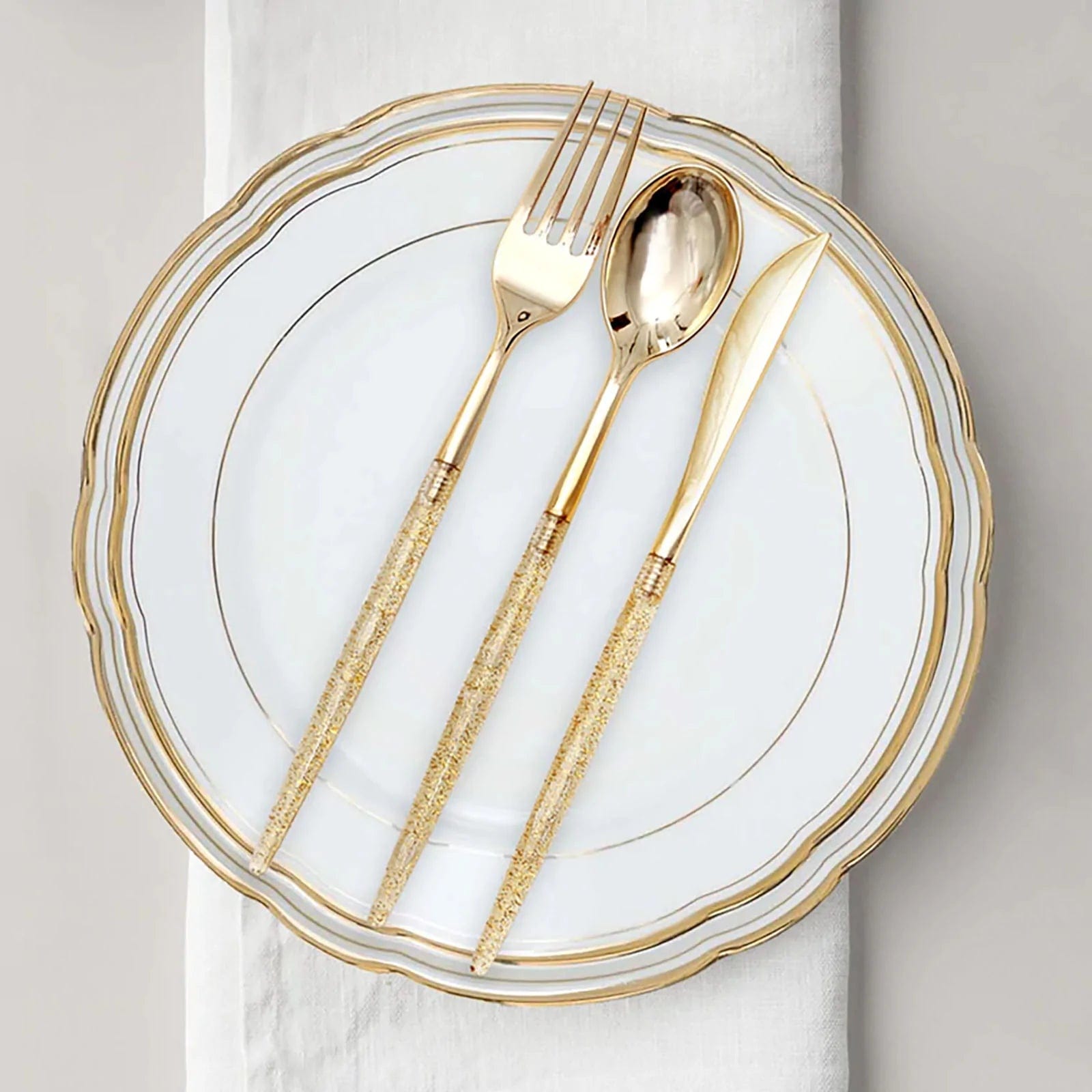 24 Disposable Plastic Cutlery Spoon Fork and Knife Set