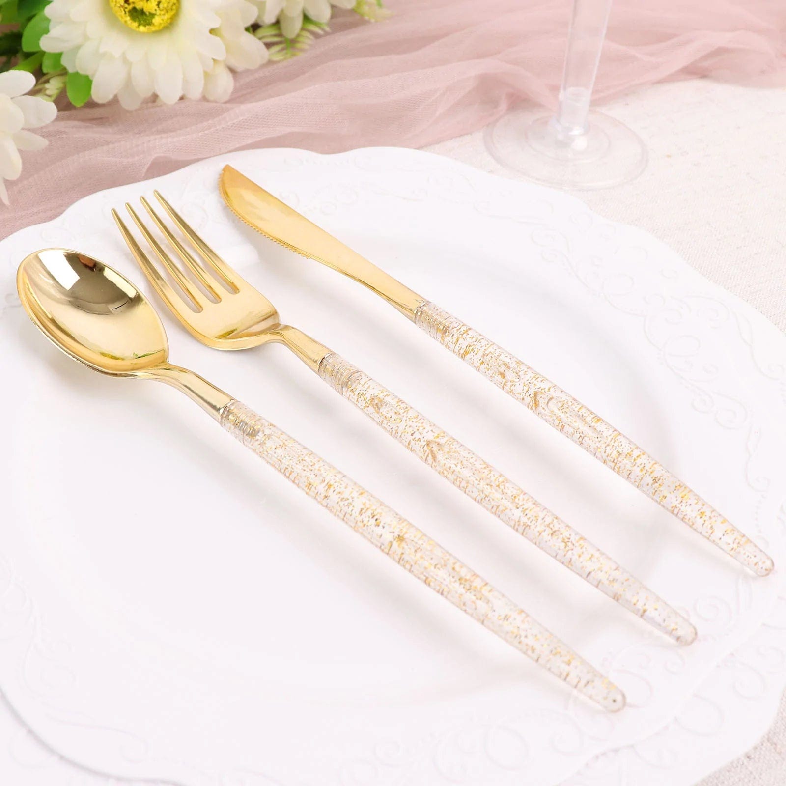 24 Disposable Plastic Cutlery Spoon Fork and Knife Set