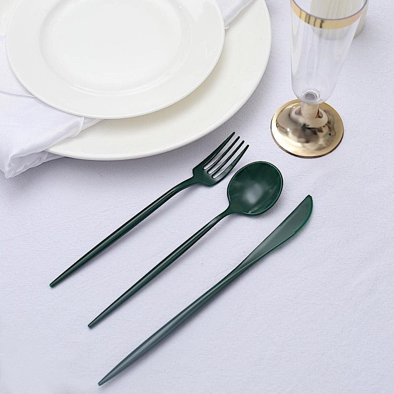 50 Disposable Heavy Duty Plastic Cutlery Spoons Forks and Knives Set