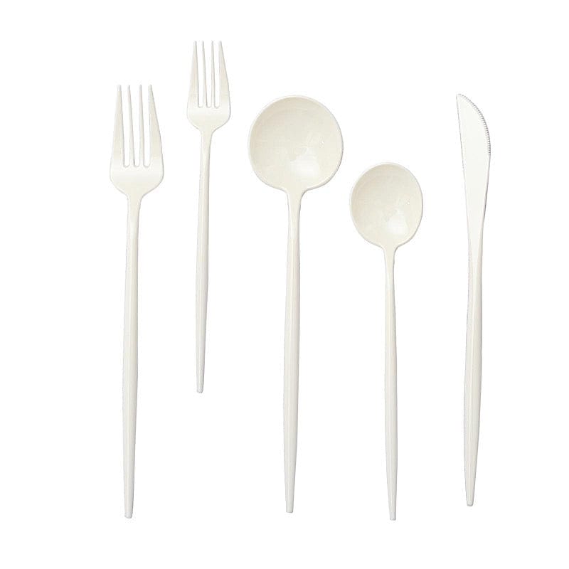 50 Disposable Heavy Duty Plastic Cutlery Spoons Forks and Knives Set