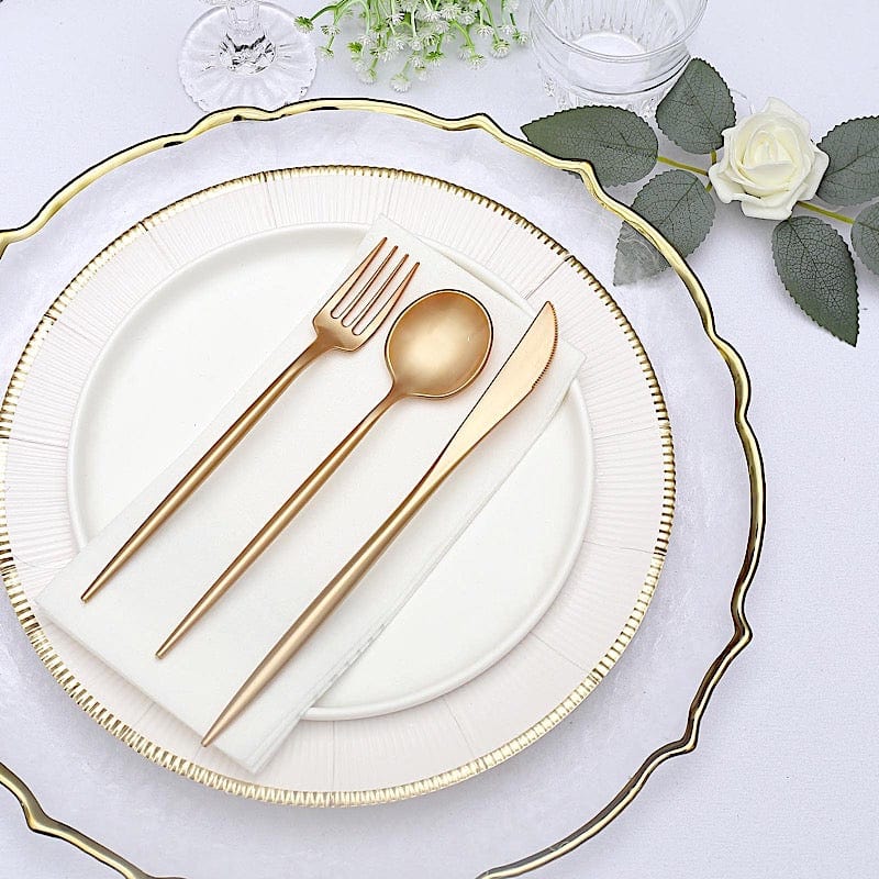 50 Disposable Heavy Duty Plastic Cutlery Spoons Forks and Knives Set