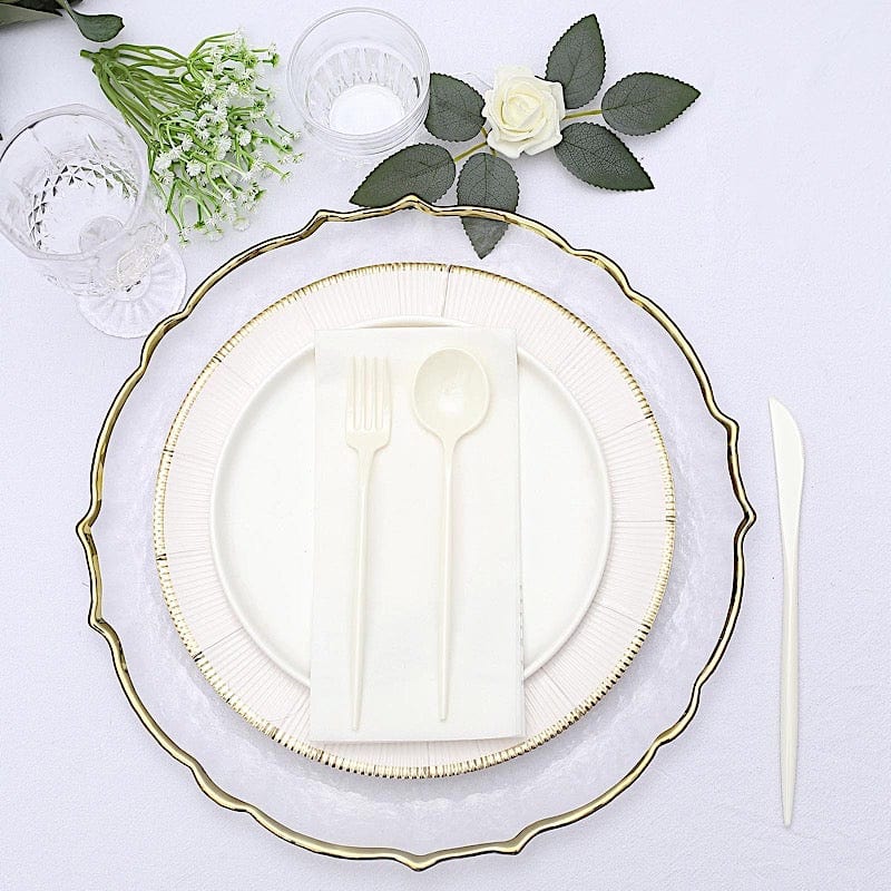 50 Disposable Heavy Duty Plastic Cutlery Spoons Forks and Knives Set